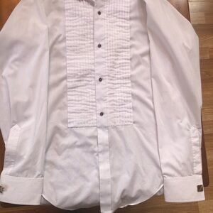 Vintage White Men's Dress tuxedo Shirt with cufflinks